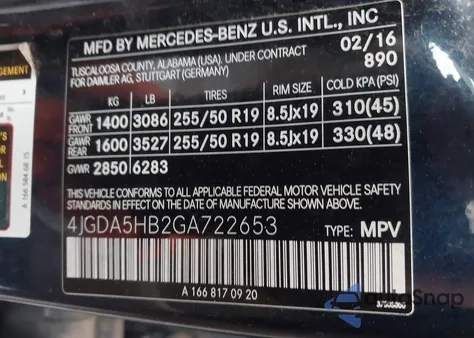 2016 Mercedes-Benz Gle 350 4Matic z USA, uszkodzony, nr VIN 4JGDA5HB2GA722653